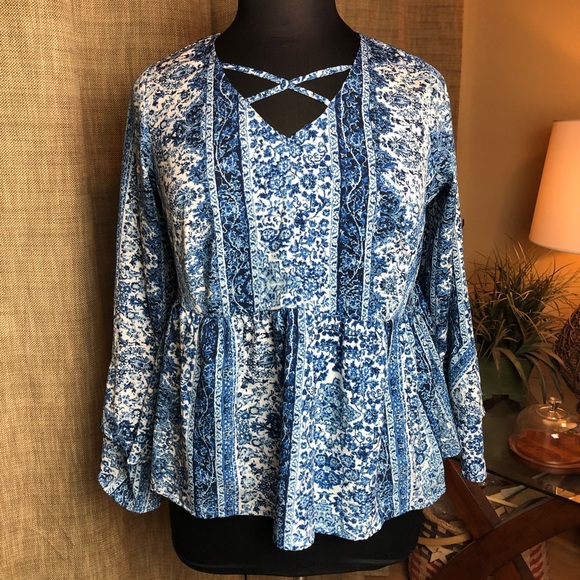 plus size boho peasant tops